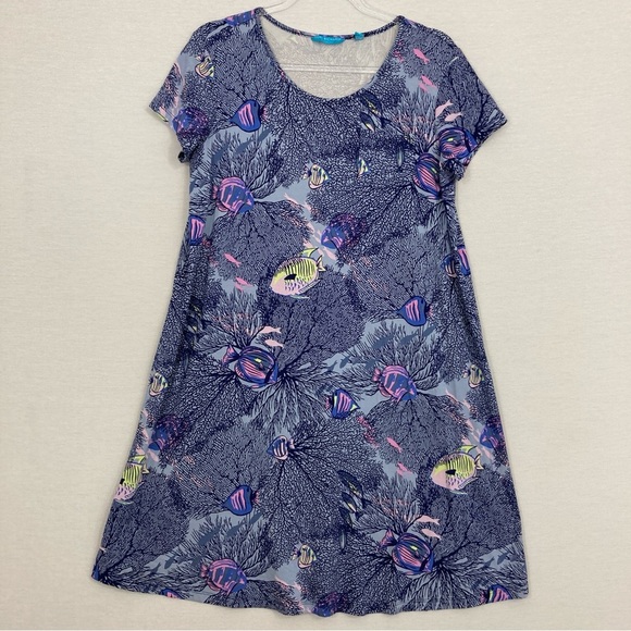 Tori Richard Dresses & Skirts - Tori Richard Honolulu Fish Print Ultra Soft Comfy Stretch Casual Dress Large